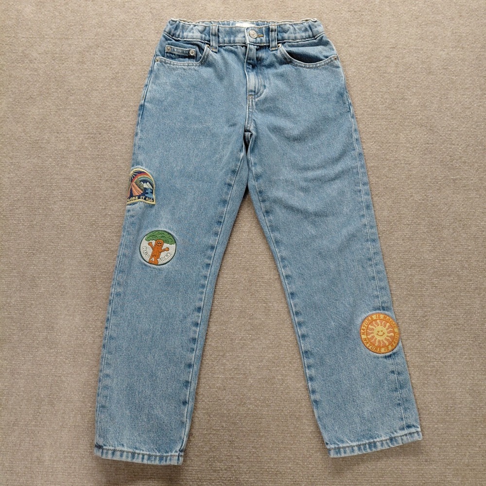 Pacsun Youth Girls Sz 10 Blue Straight Leg Jeans Denim Pockets Embroidered Patch
